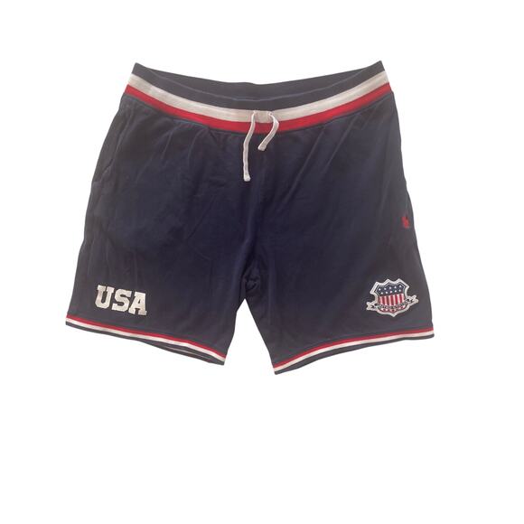 Polo Ralph Lauren Blue Label XL Athletic Jogger Shorts USA Red White Blue Mens - Picture 1 of 9